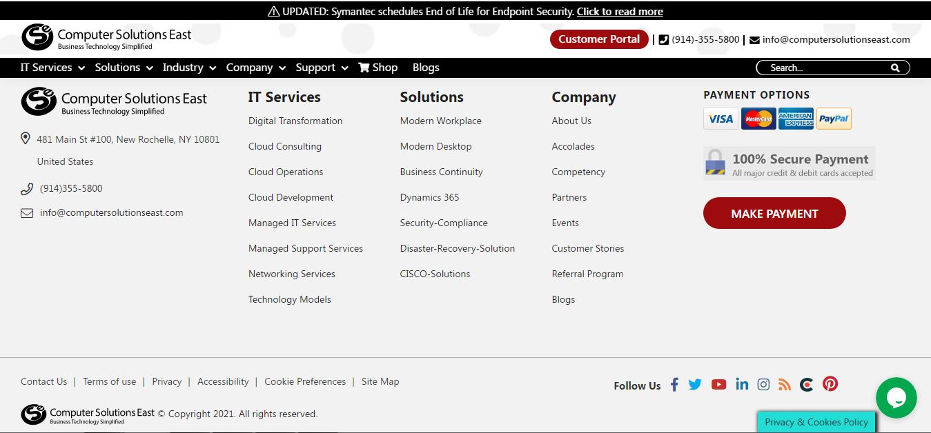 Computer Solutions East web application screen